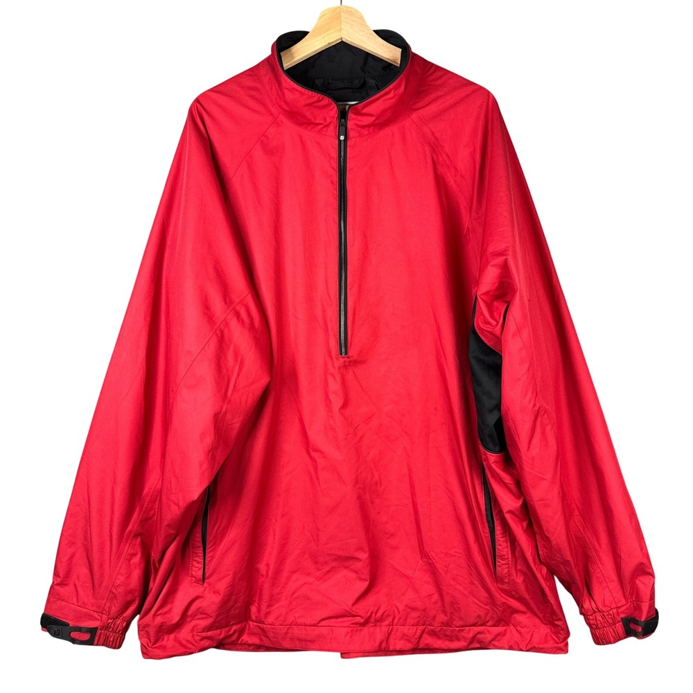 FootJoy DryJoys Tour Collection Red Black Half Zip Golf Rain Jacket XXL